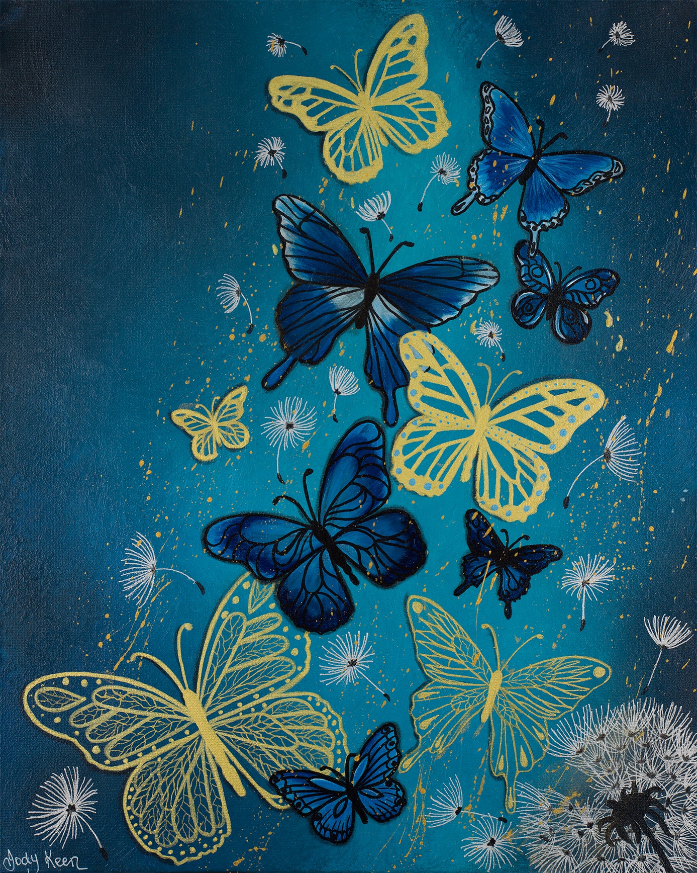 78. Blue Butterflies Original