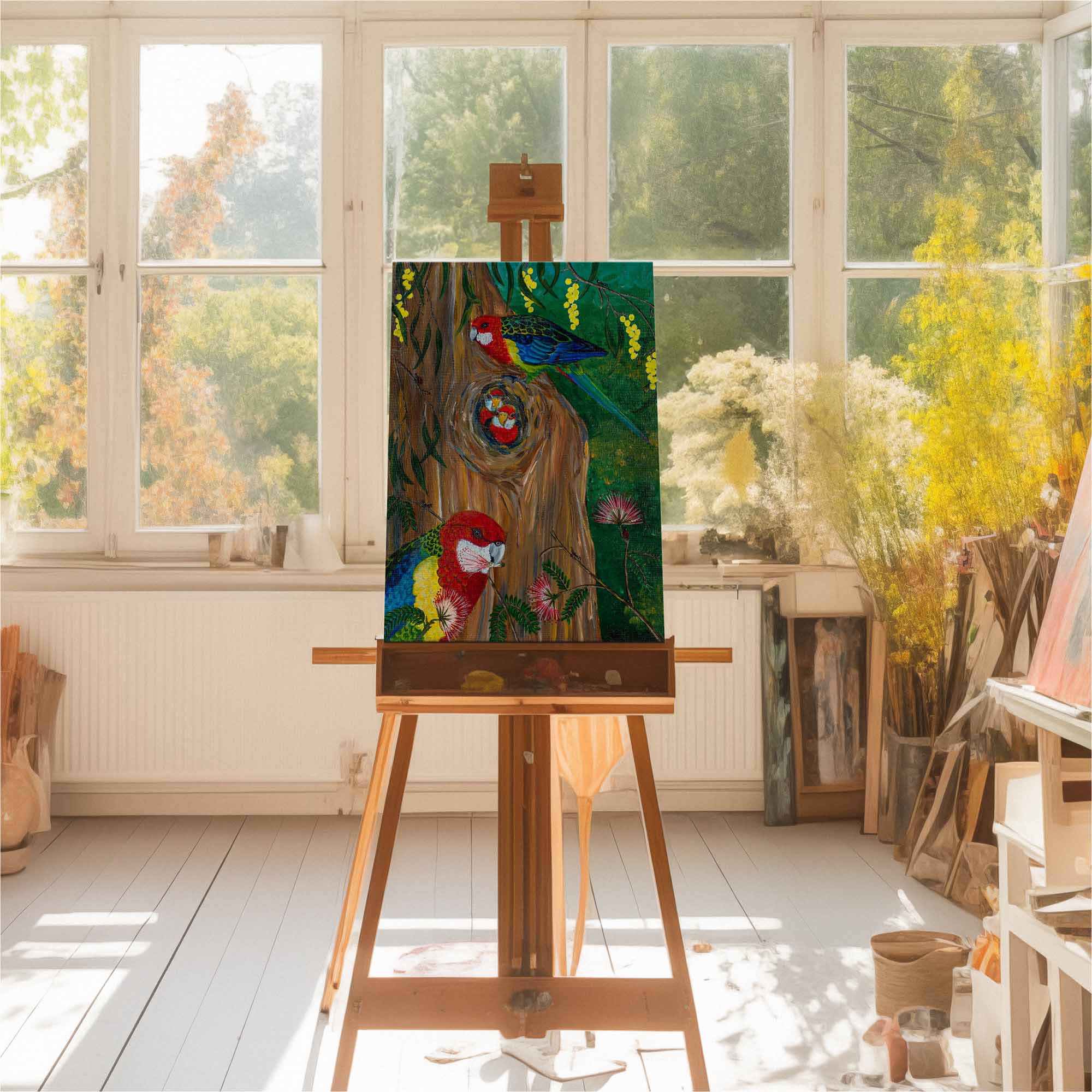 63. Eastern Rosella Family Original