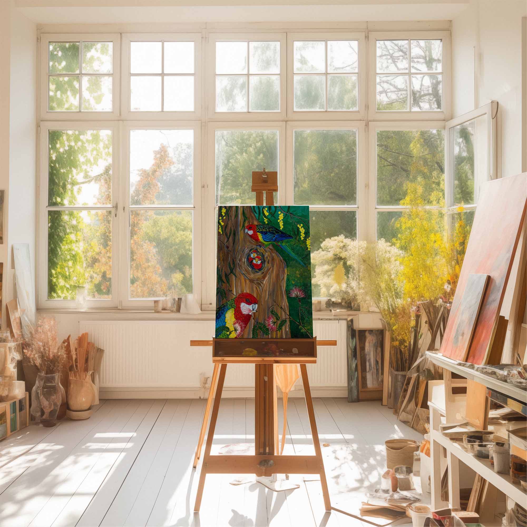 63. Eastern Rosella Family Original